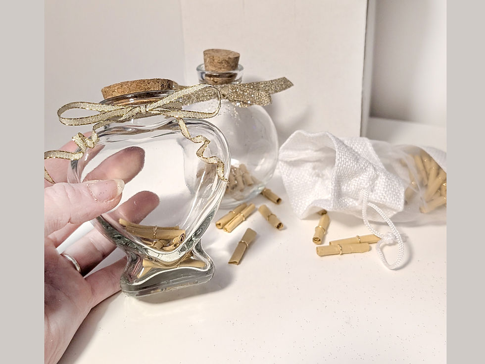 Thumbnail: Memories in a Bottle - Glass Heart with Scrolls