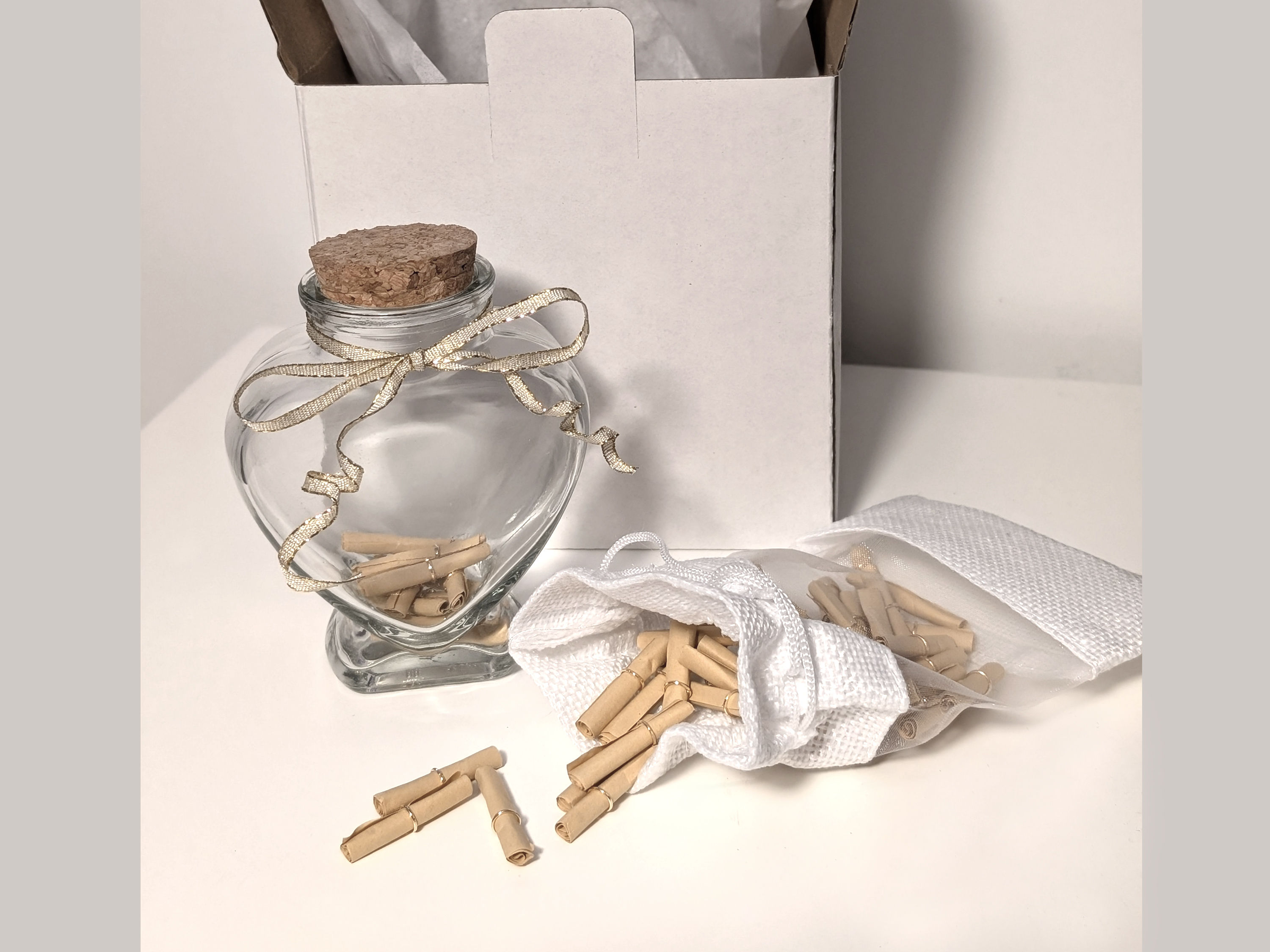 Memory Jar - Glass Heart with Scrolls