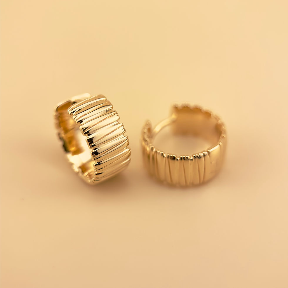 Thumbnail: Textured Bold Hoop Earrings - 925 Sterling Silver, 18k Gold Vermeil