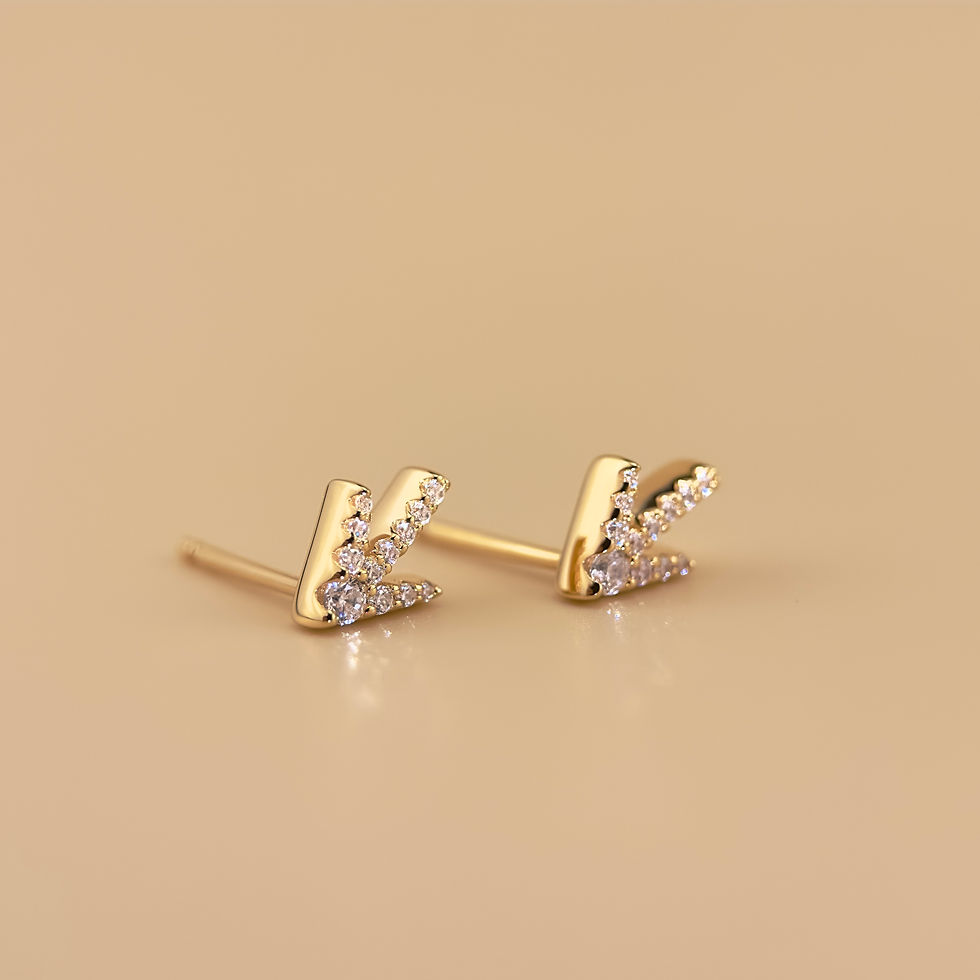 Thumbnail: Arrow Tiny Stud Earrings - 925 Sterling Silver, 18k Gold Vermeil