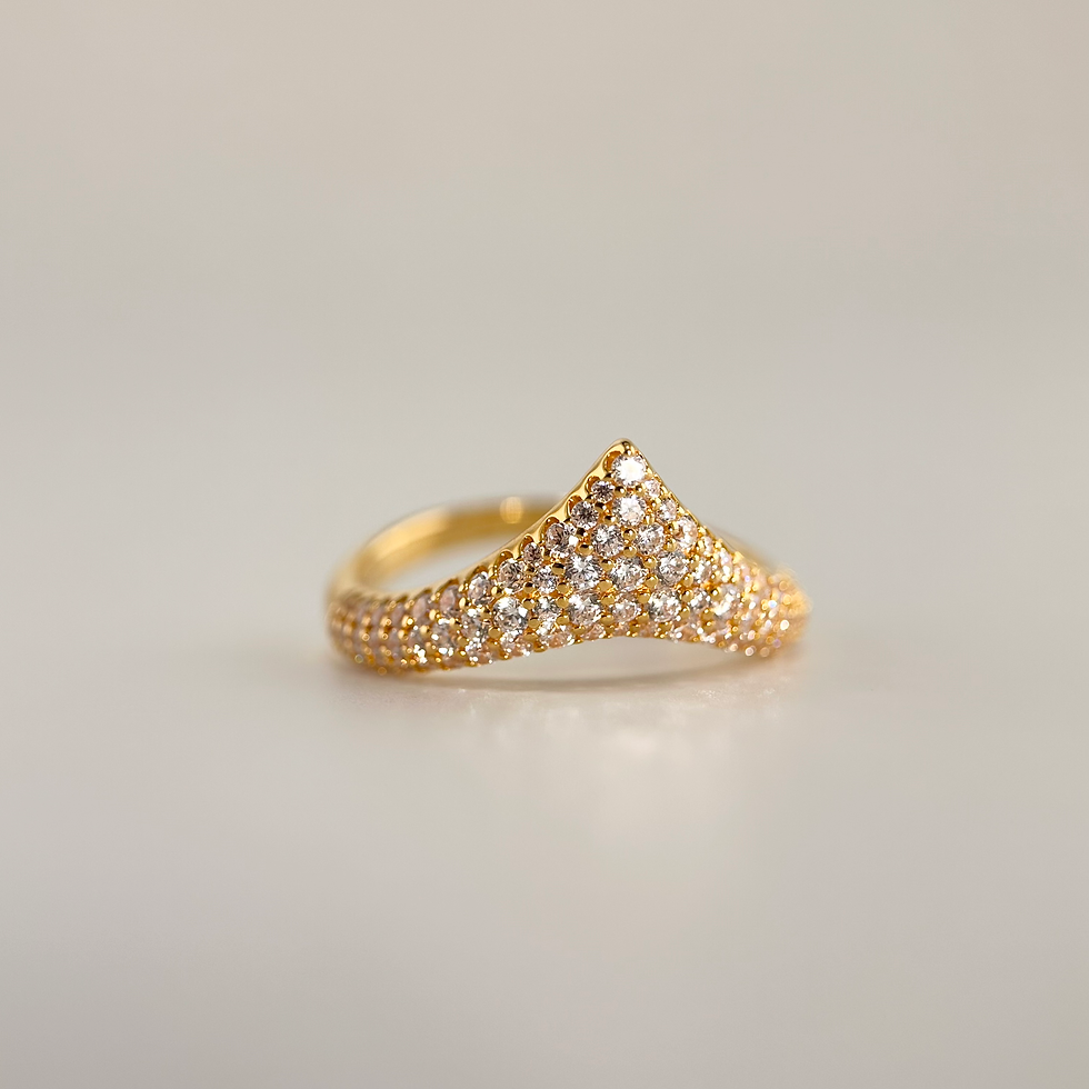 Thumbnail: Triangle Pave Ring - 925 Sterling Silver, 18k Gold Vermeil