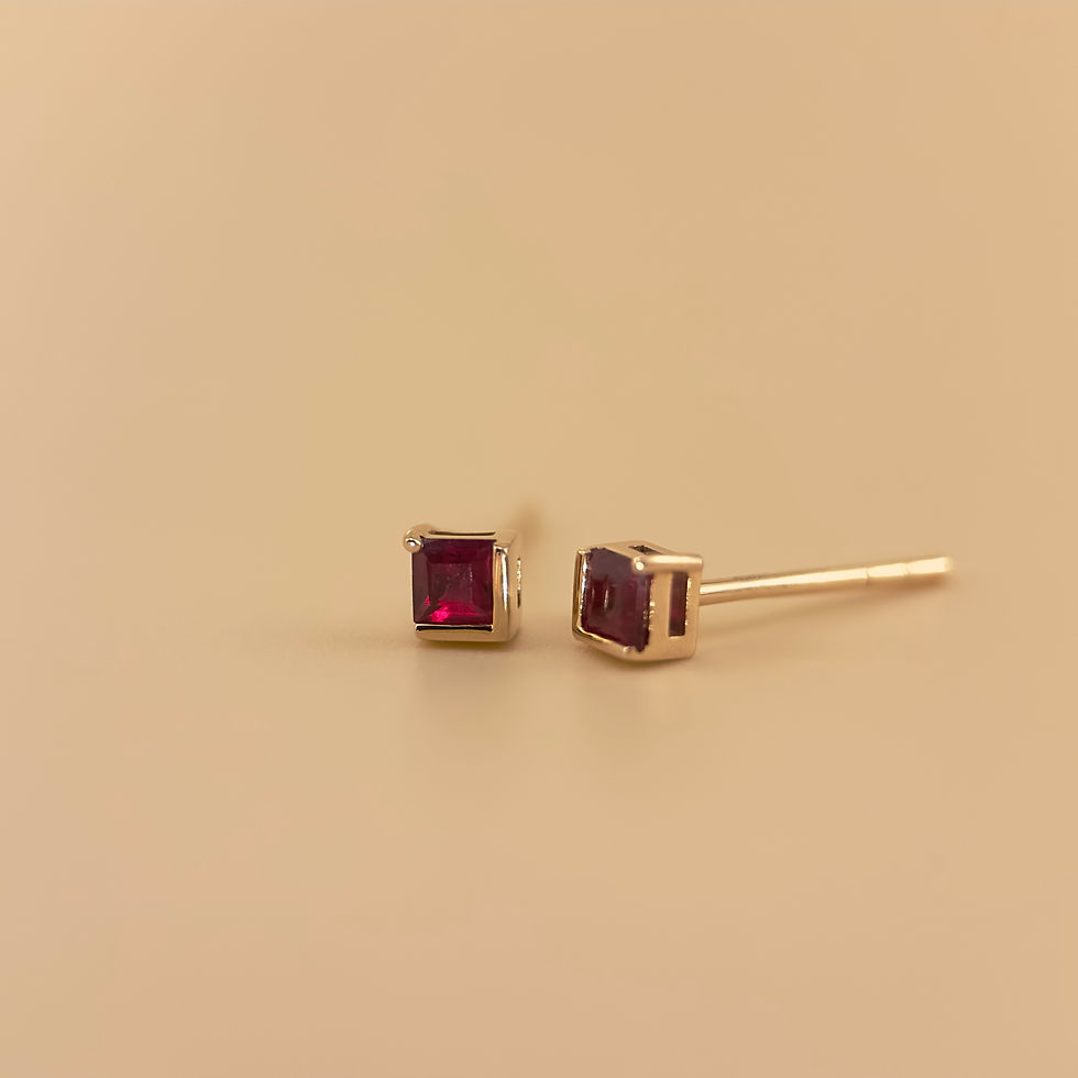 Thumbnail: 18k Rose Gold Mini Ruby Stud Earrings