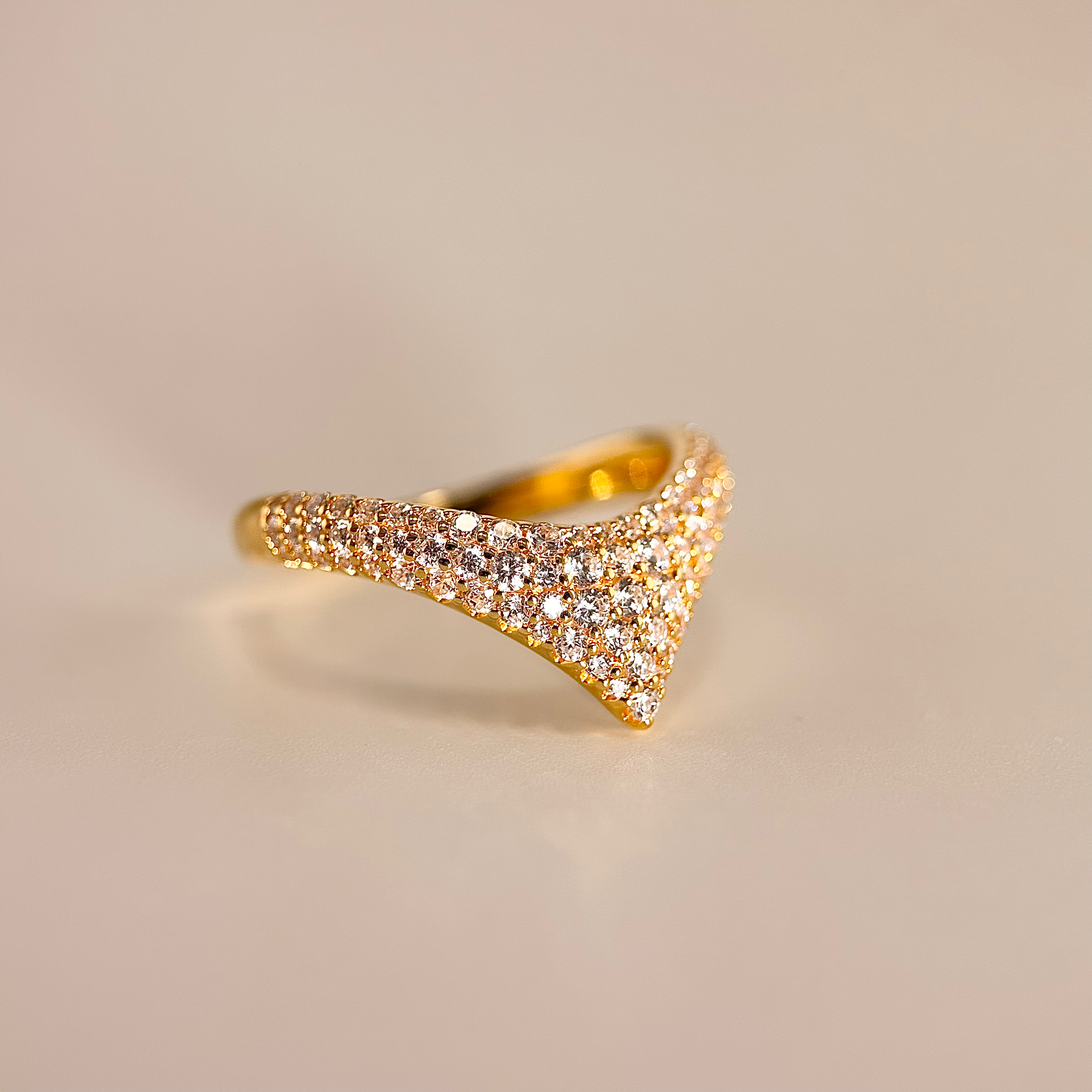 Triangle Pave Ring - 925 Sterling Silver, 18k Gold Vermeil