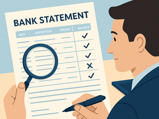 A lender checking a bank statement for a mortgage application