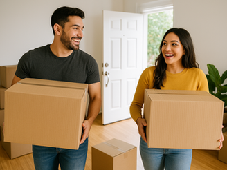 A couple moving home