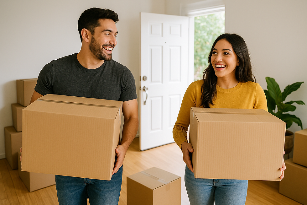 A couple moving home
