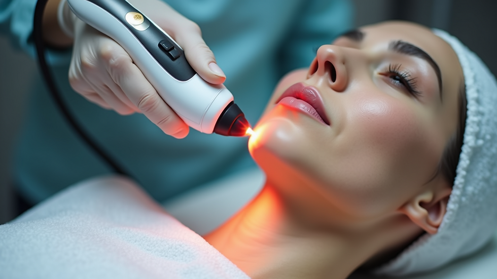 Close-up view of a laser device used in skin treatment