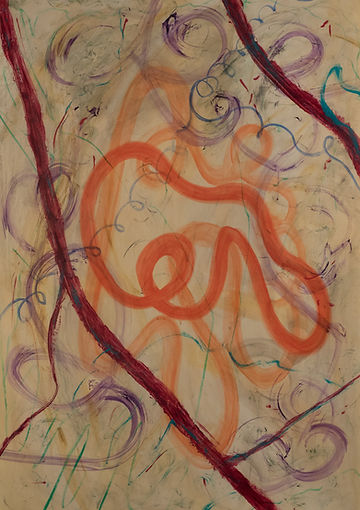 #C-45 akryl på papper 70x100 cm, Carina Gillner, konstnär, målare, abstrakt måleri, abstrakt expressionism