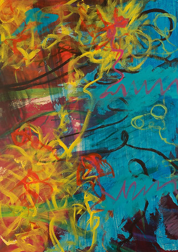 #C-27 akryl på papper 50x70 cm, Carina Gillner, konstnär, målare, abstrakt måleri, abstrakt expressionism