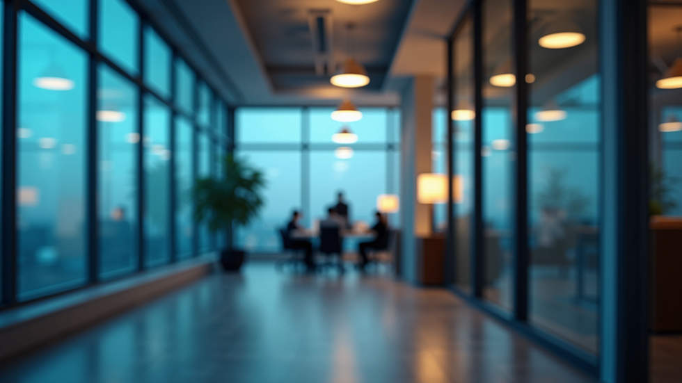 Eye-level view of modern office space adorned with technology