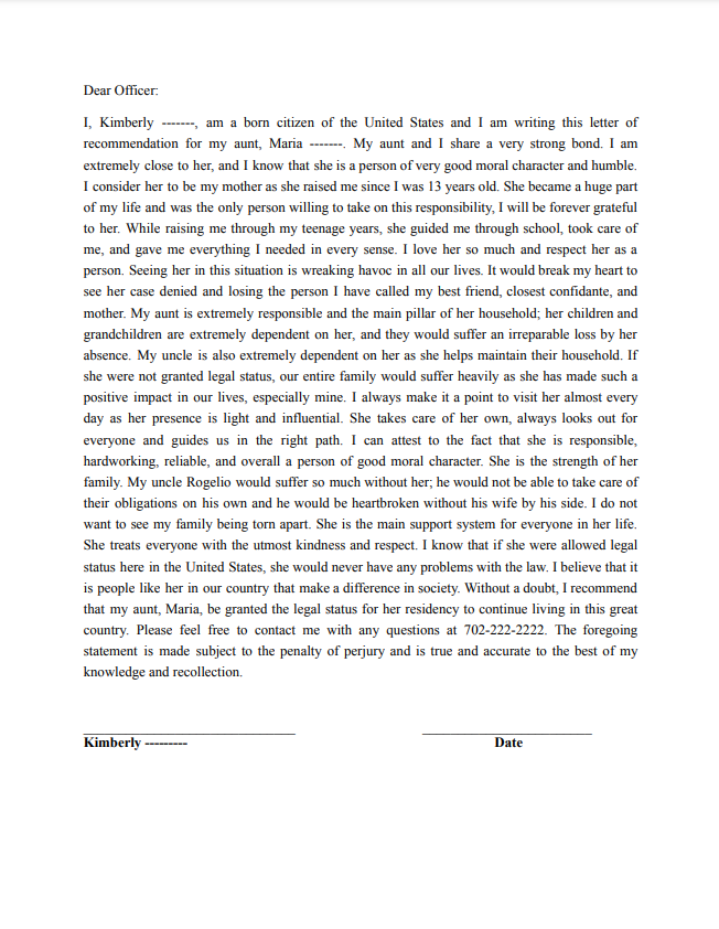 ¿Cómo escribir una carta de recomendación de inmigración para su