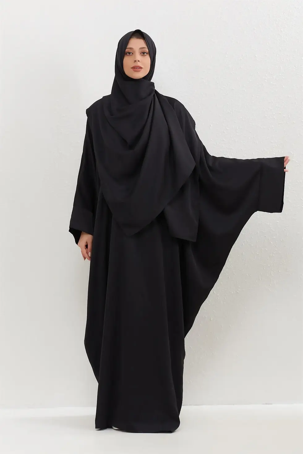 Thumbnail: Two Pcs Muslim Abaya Women Jilbab Islamic With Hijab Clothing Dubai Saudi Robe