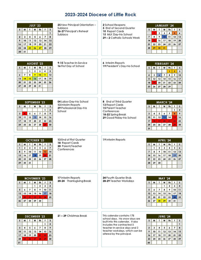 Calendar | saintjosephschoolar