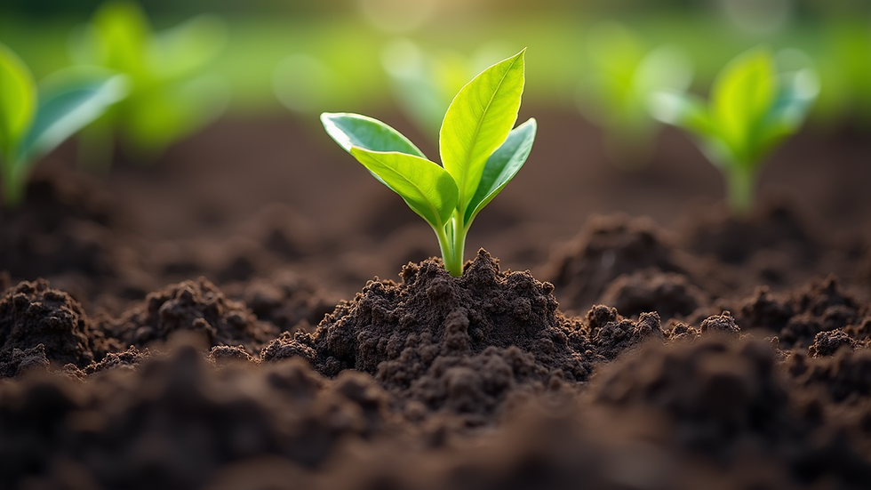 Close-up view of rich, dark soil with organic compost mixed in