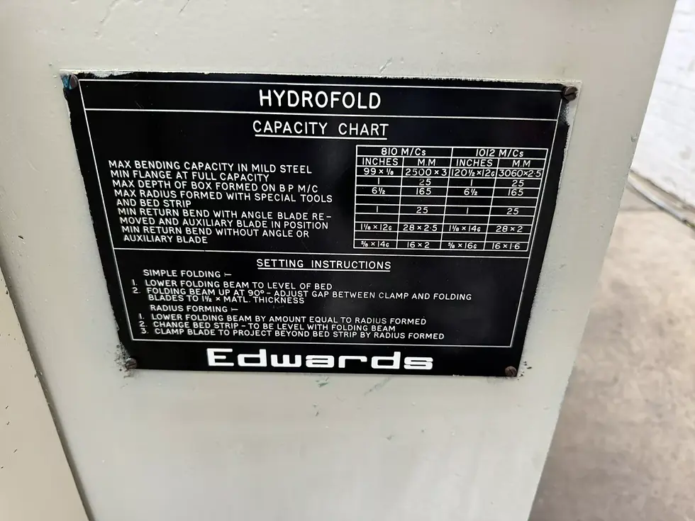 Thumbnail: Edwards Hydrofold 3m Hydraulic Powered Box & Pan Folder