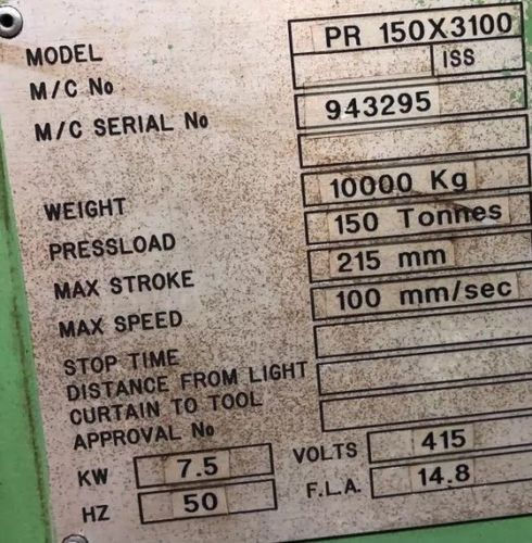 Thumbnail: Edwards Pearson PR 150/3100 CNC Hydraulic Pressbrake