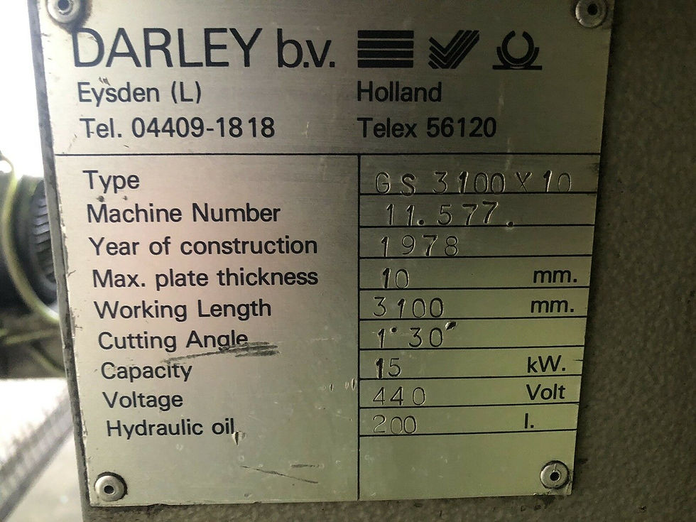 Thumbnail: Darley (Holland) 10mm Hydraulic Sheet Metal Guillotine
