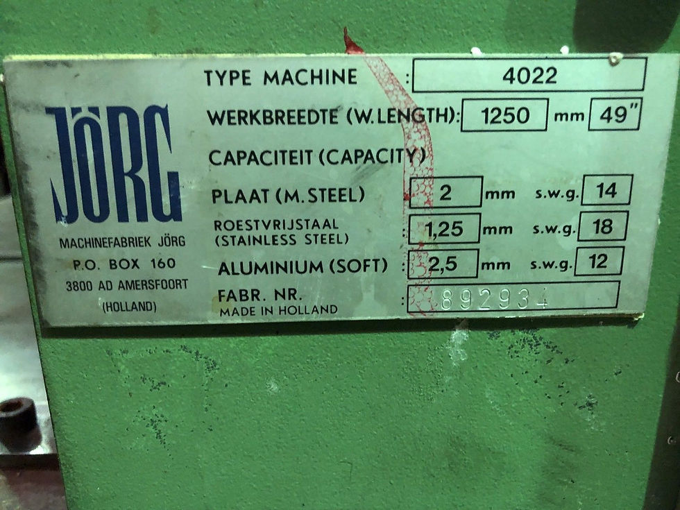 Thumbnail: JORG (Sweden) Mechanical Sheet Metal Guillotine