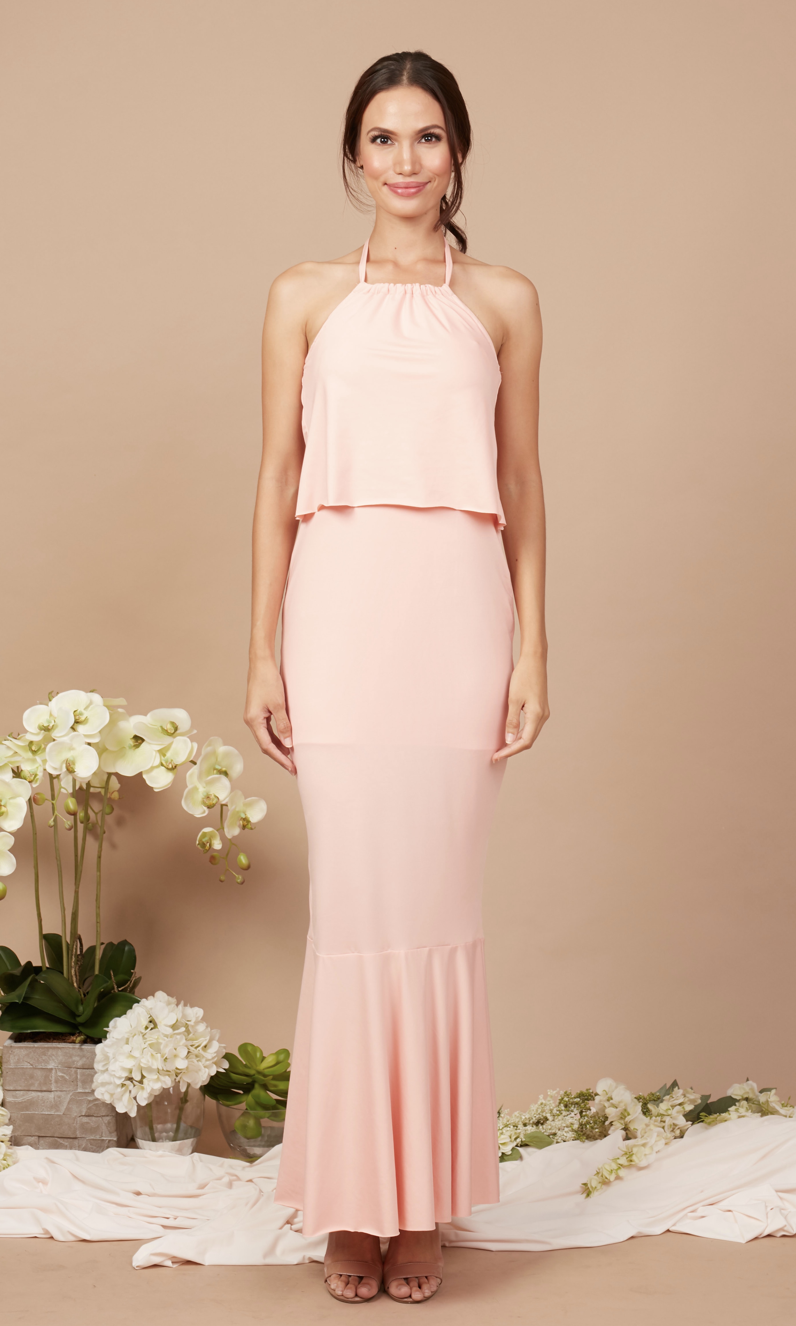 Jalila Romantic Cinched Waist Sleeveless Polka Dot Ruffle Woven Maxi Dress