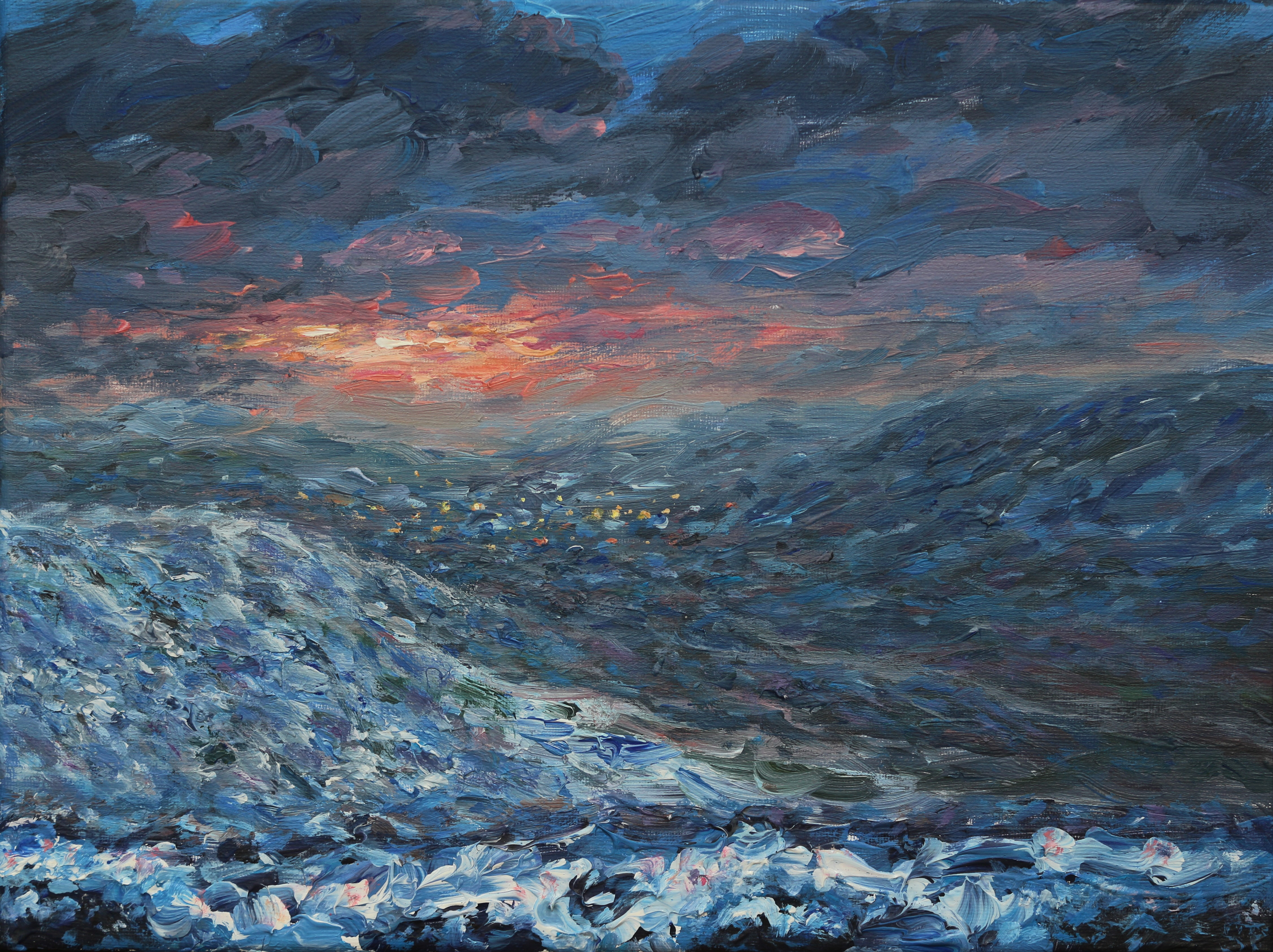 Dusk from near Shelf stones 30x40cm