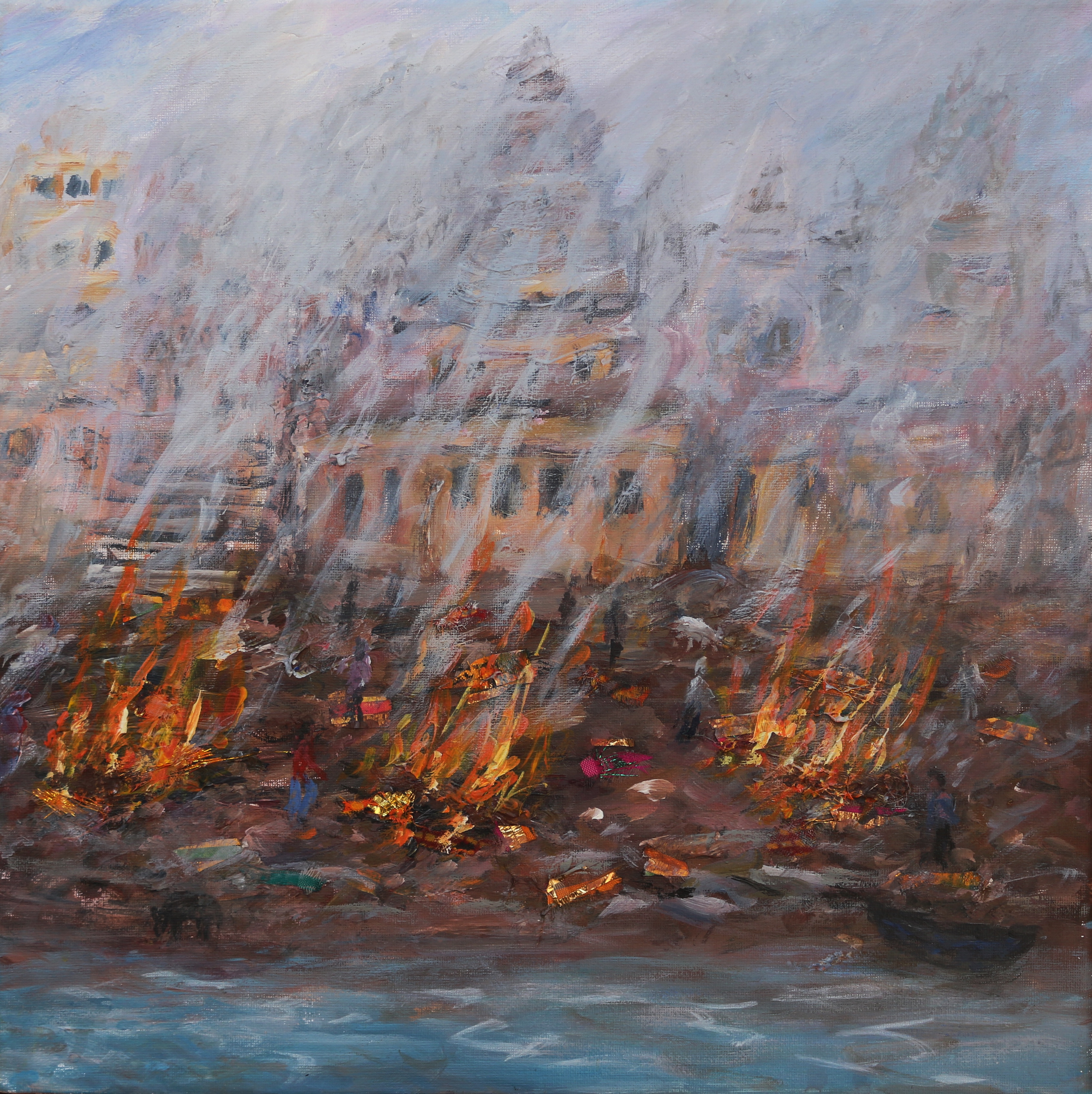 Burning Ghats Varanasi 40x40cm