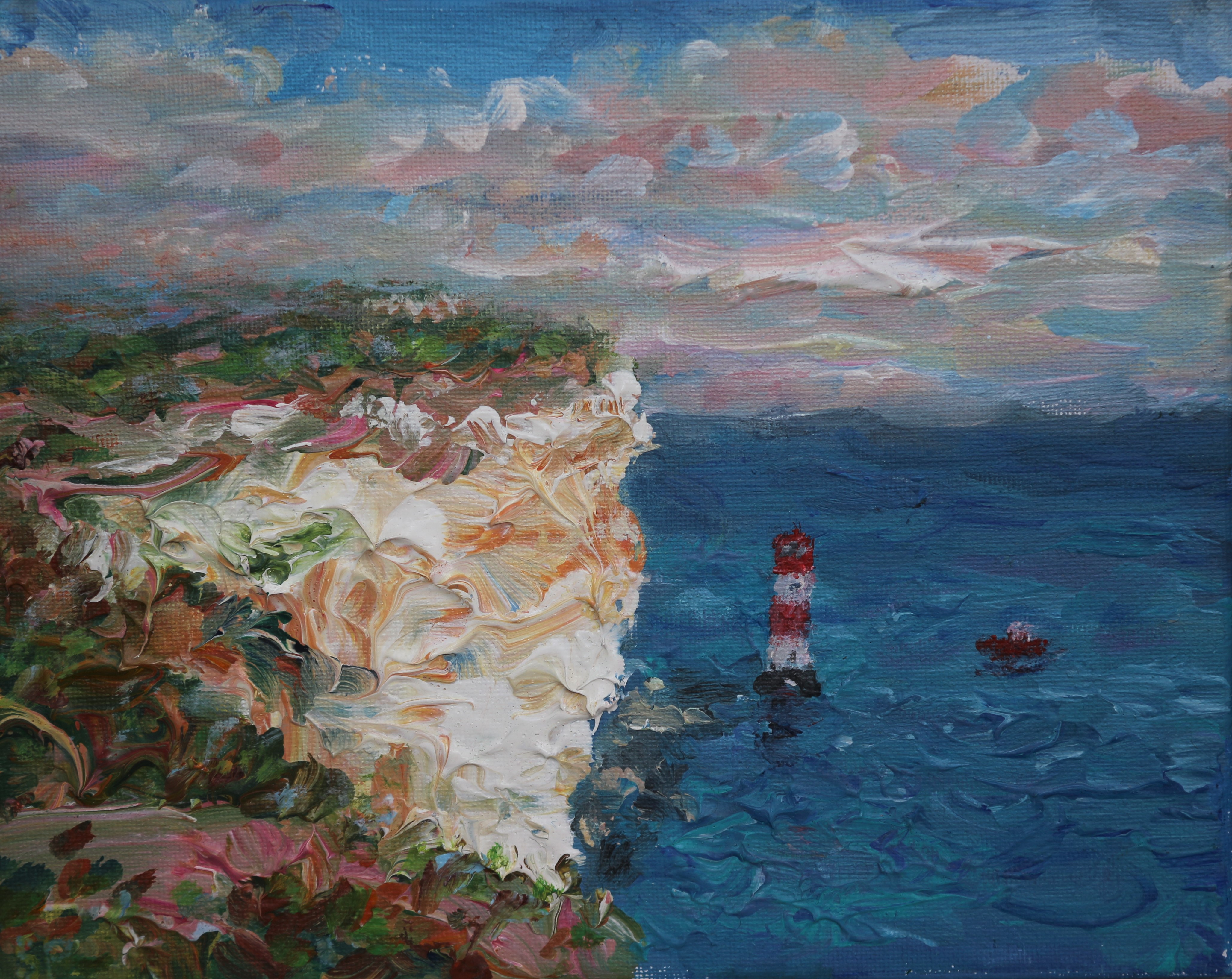 Dusk at the birling gap 20x25cm