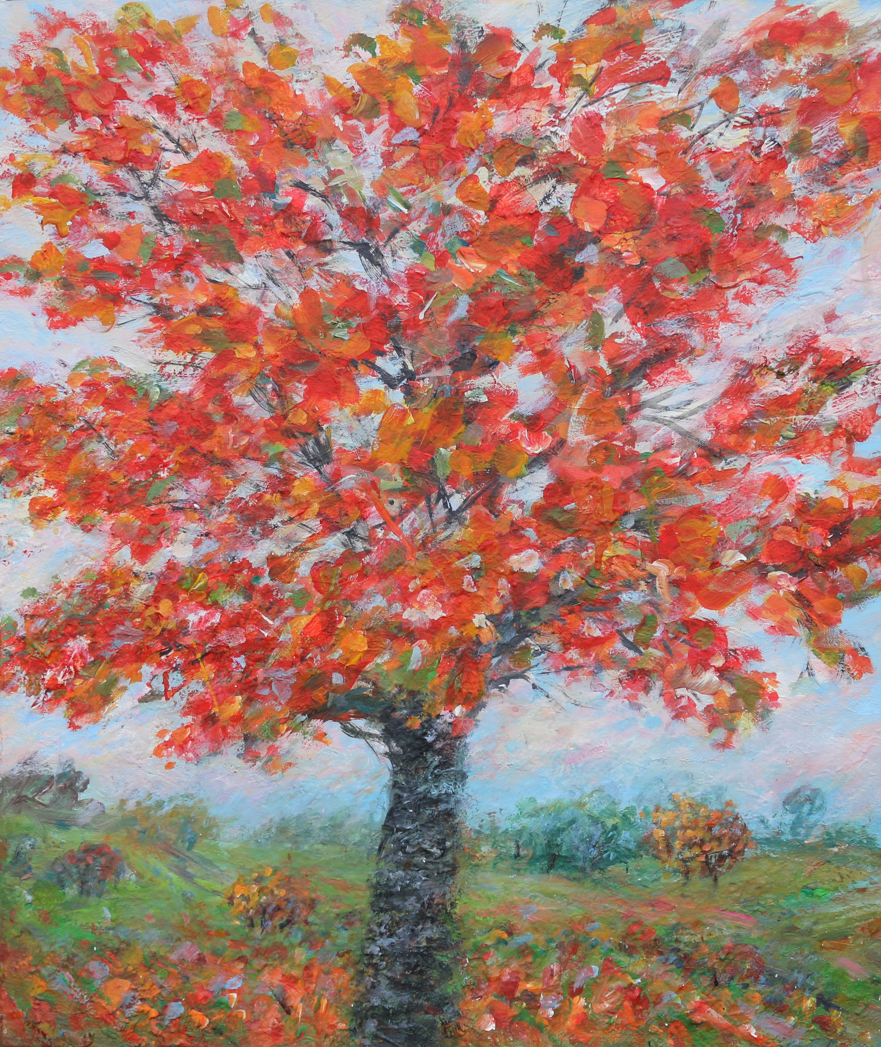 Autumn red 65 x75 cm Acrylic