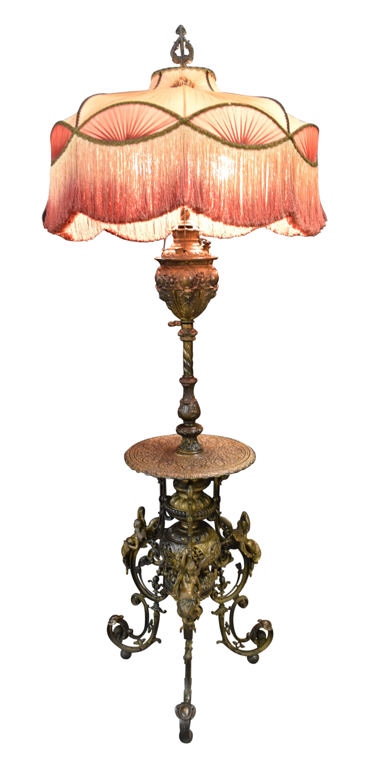 Figural Winged Ladies Bronze Floor Lamp
