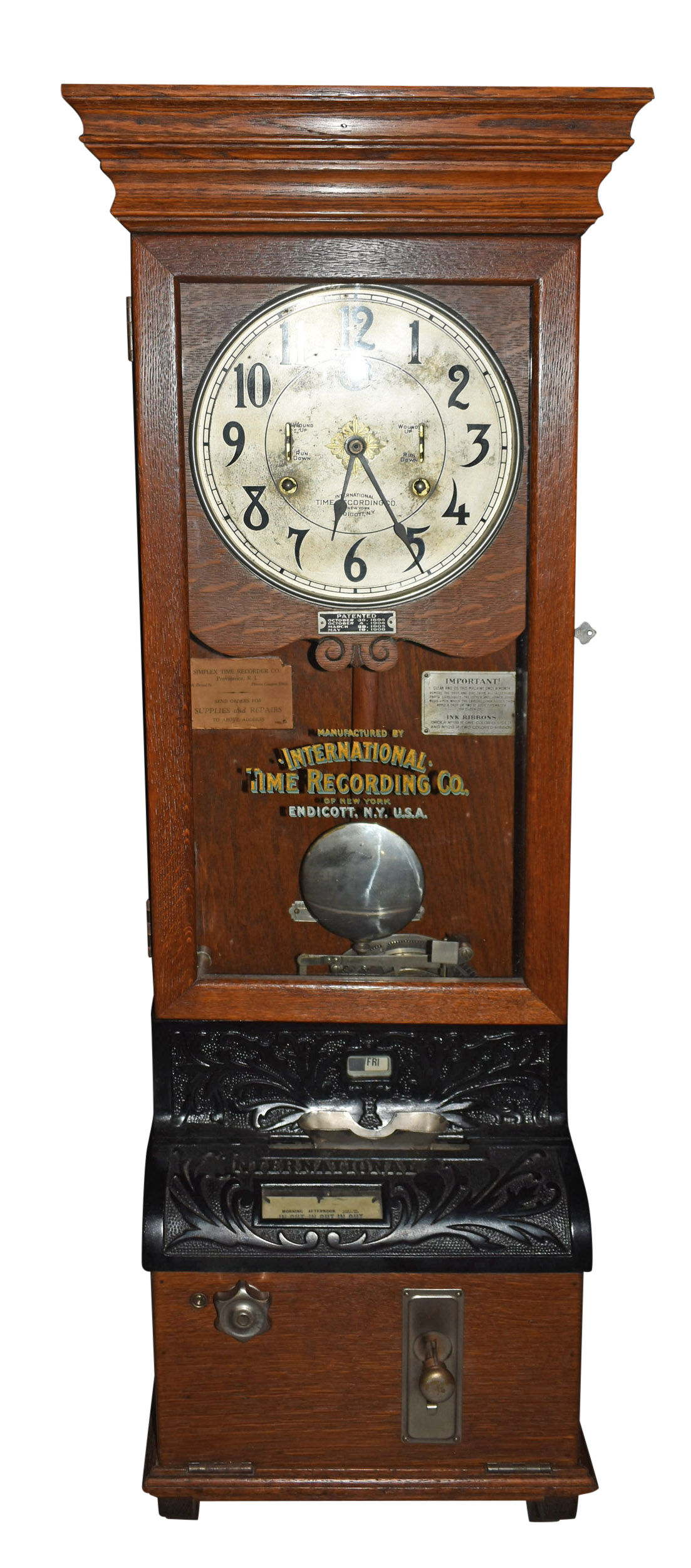 Oak Time Clock 49"h
