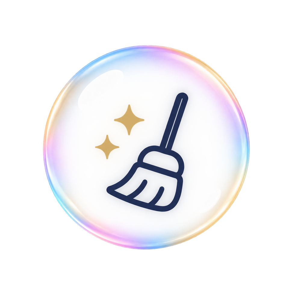 Sparkling broom icon for vacation rental cleaning