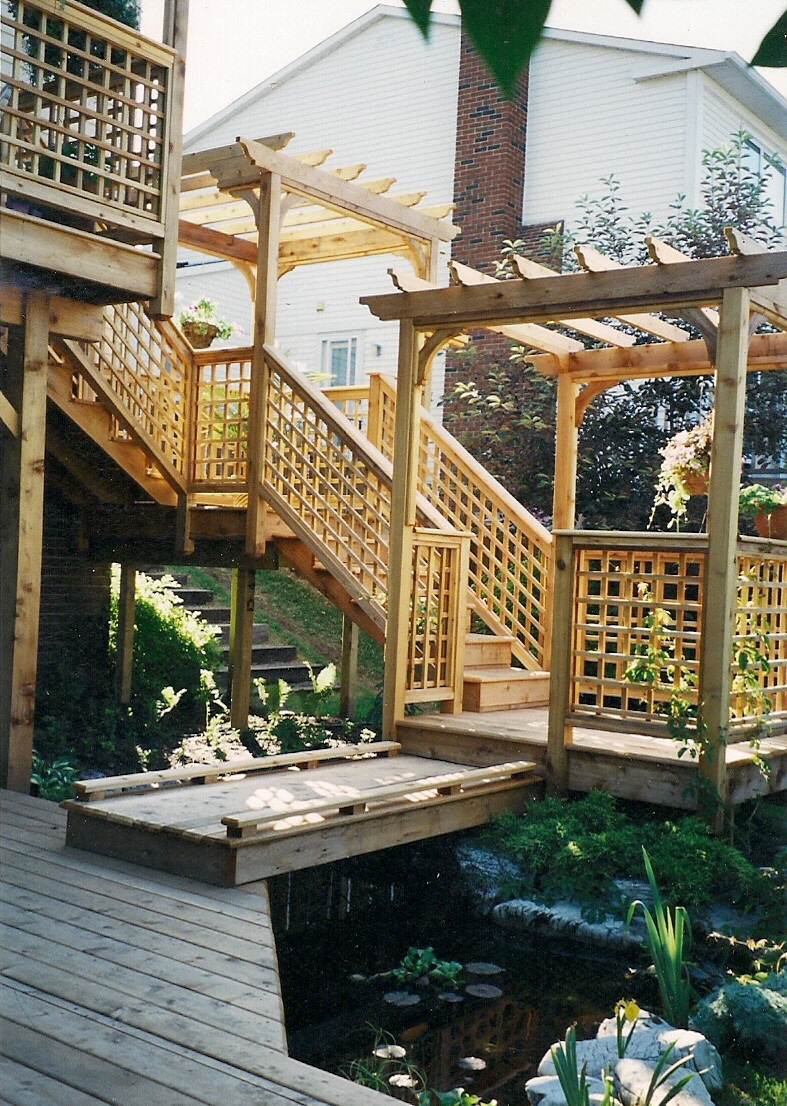 Multi-Level Deck Pond & Bridge