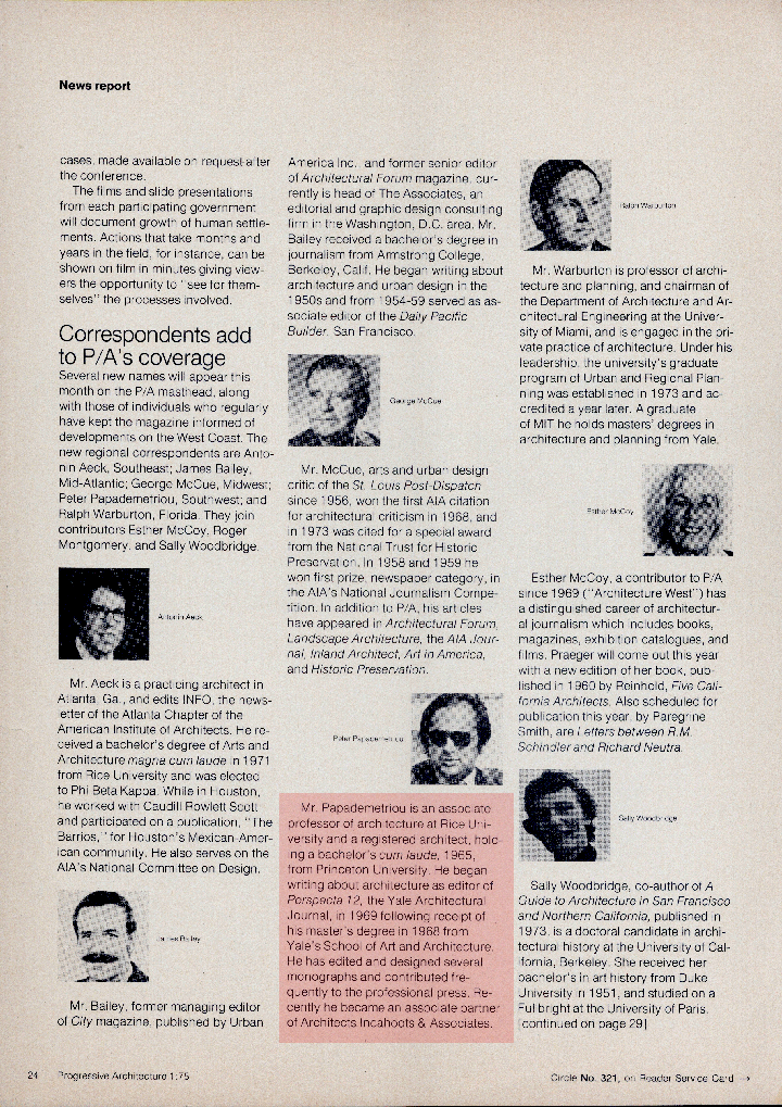 P/A Jan 1975 CORRESPONDENTS