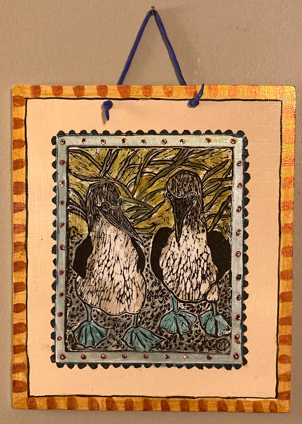 Two Boobies in the Grasses, Retablo by Maggie Kendis