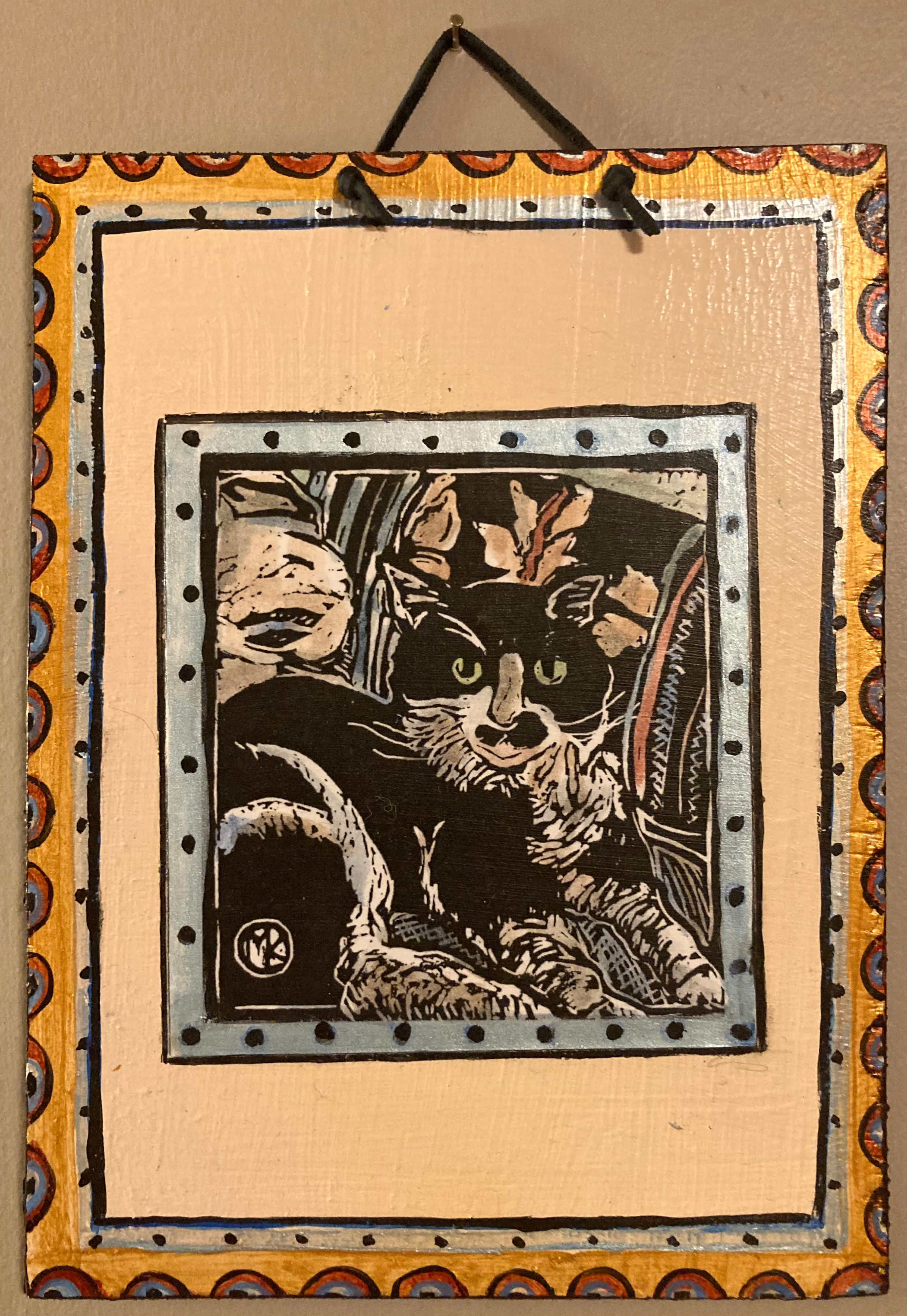 Jerry Sitting Proudly, Retablo by Maggie Kendis