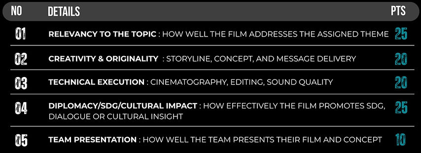 Films Diplomacy Judging Criteria