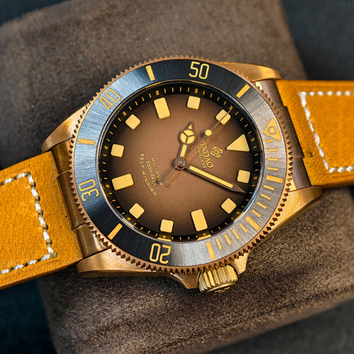 Brown JD-X02T bronze wristwatch mechanical movement 39 mm | IXDAO