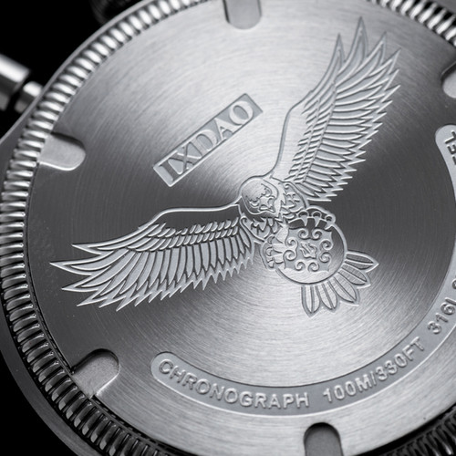 Ixdao Green Panda Aviator 39mm Pilot Chronograph Watch Stainless Steel