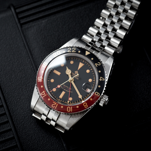 Black Vintage GMT wristwatch 904L stainless steel 38 mm | IXDAO