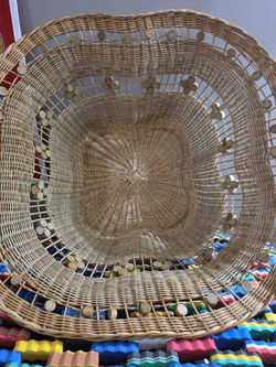 Unique custom woven reed basket by Reed Artist Janet Brim
