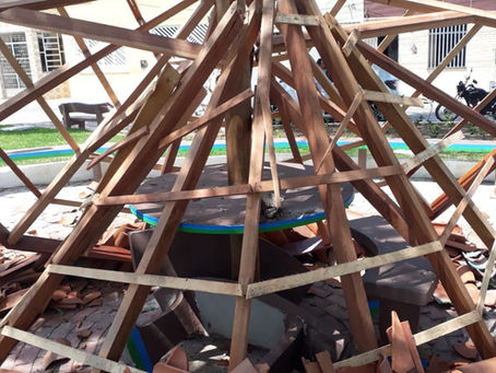 Milagre em dia de São Francisco: quiosque desaba em praça de Macambira