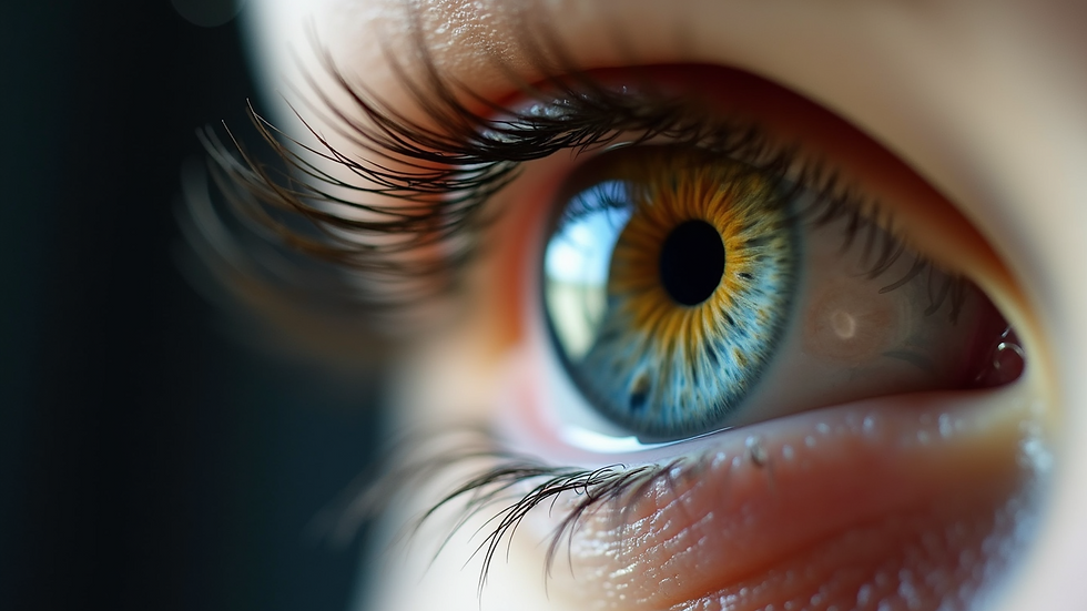 Close-up view of a healthy eye with a focus on the retina