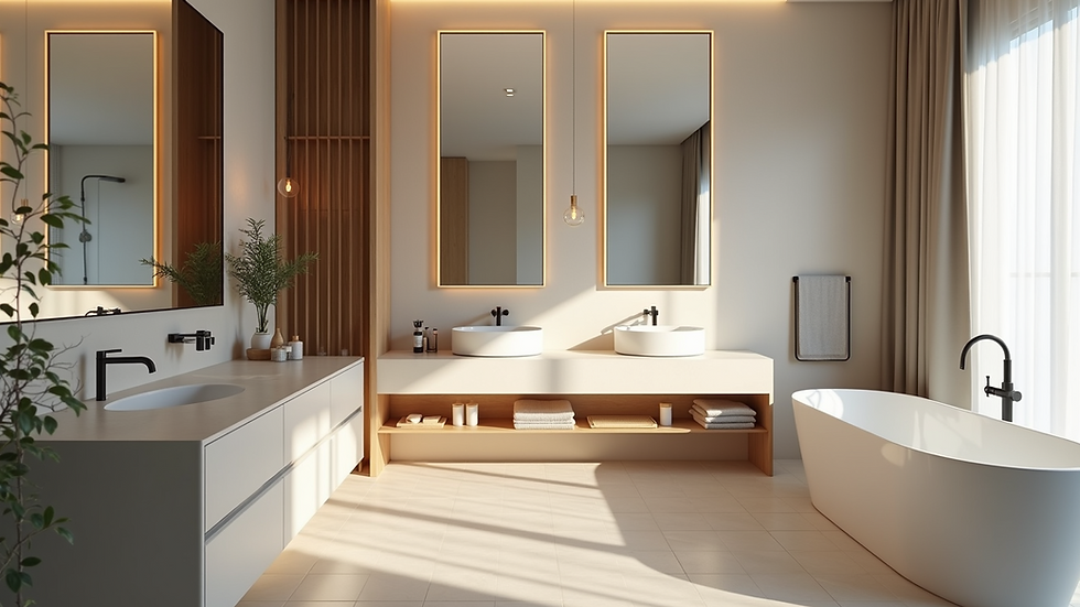 High angle view of a luxurious modern bathroom with elegant fixtures