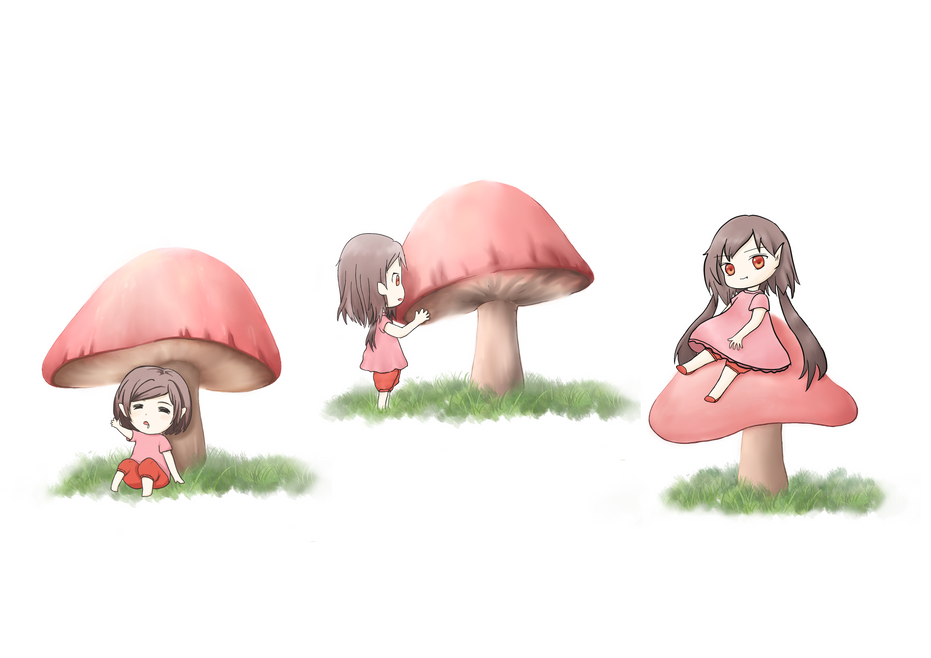 Mushroom character design with medium as digital sketch tool Procreate.