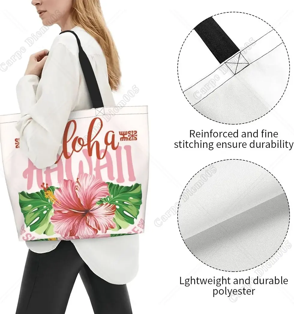 Thumbnail: Aloha Hawaii Hibiscus Grocery Bag Summer Flower Bags