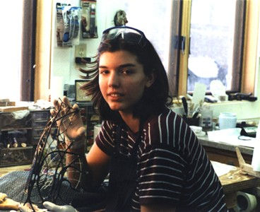 Daughter Hattie White with an early carbon fiber grill. Circa 2000.
