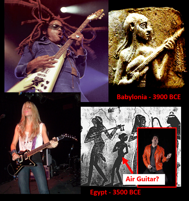 Mosiac of guitars and players over the ages