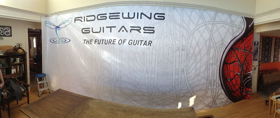 Ridgewing booth backdrop is readied for South-by-Southwest (SBSW)