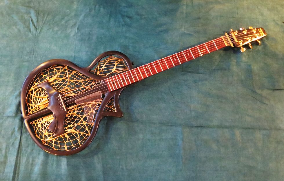 Chrysalis guitar at the assembled stage of the demonstration video
