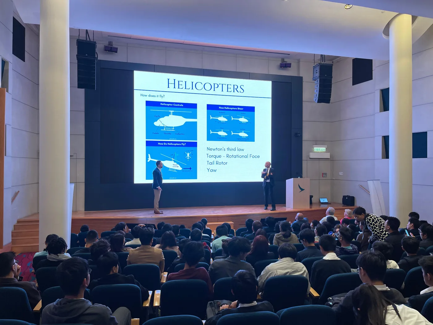 A speaker sharing aviation experience