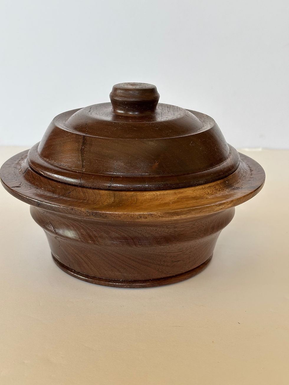 walnut candy dish with cover